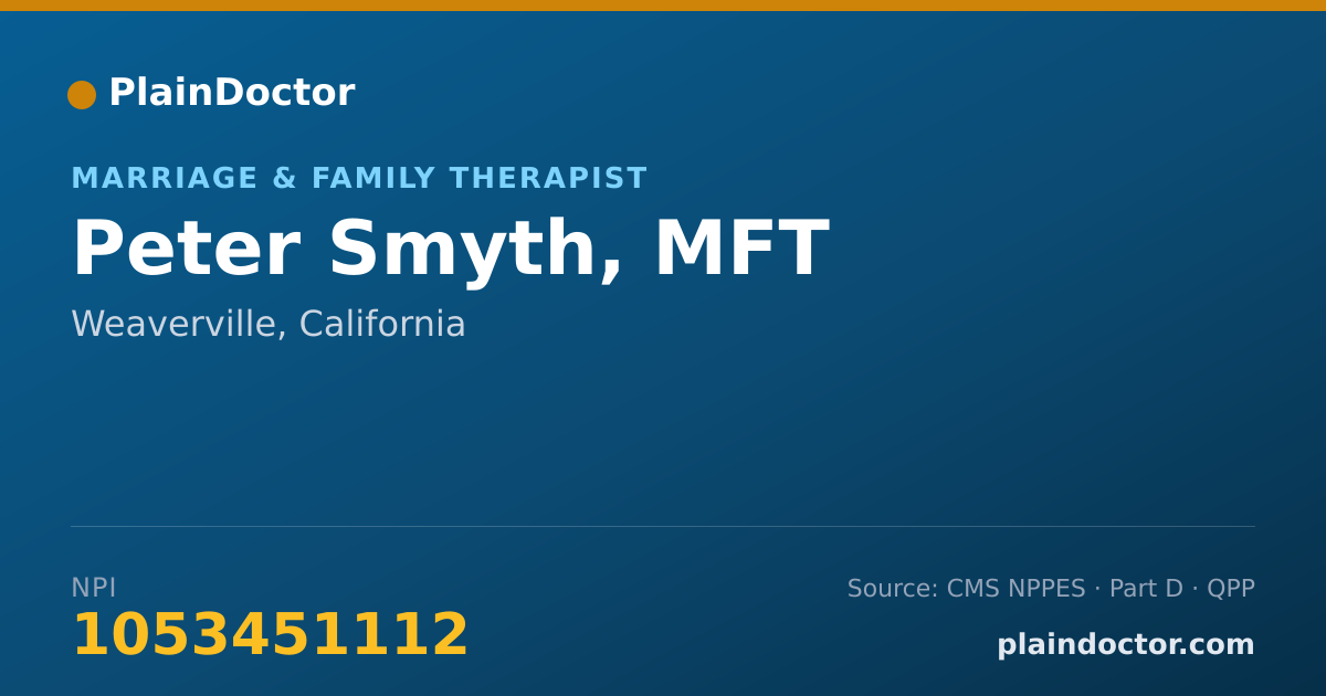 Shareable card for Peter Smyth, MFT - Marriage & Family Therapist, Weaverville, CA