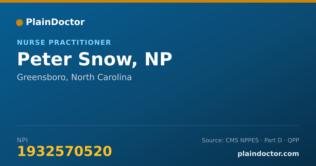Shareable card for Peter Snow, NP - Nurse Practitioner, Greensboro, NC