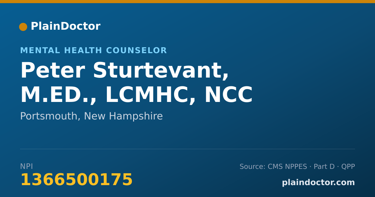 Shareable card for Peter Sturtevant, M.ED., LCMHC, NCC - Mental Health Counselor, Portsmouth, NH
