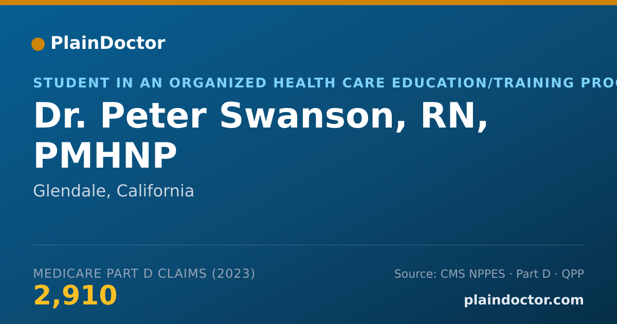 Shareable card for Peter Swanson, RN, PMHNP - Student in an Organized Health Care Education/Training Program, Glendale, CA