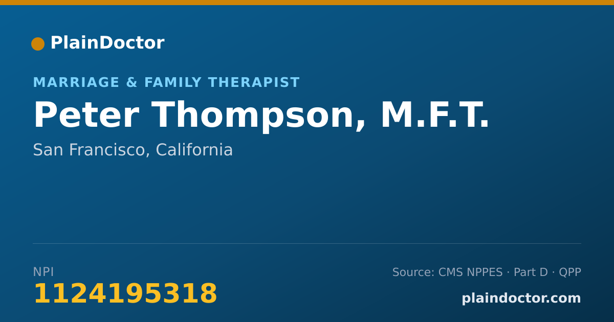 Shareable card for Peter Thompson, M.F.T. - Marriage & Family Therapist, San Francisco, CA