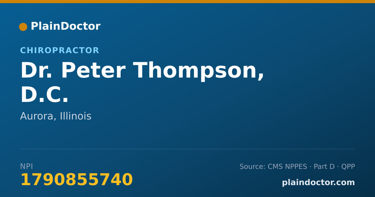 Shareable card for Peter Thompson, D.C. - Chiropractor, Aurora, IL