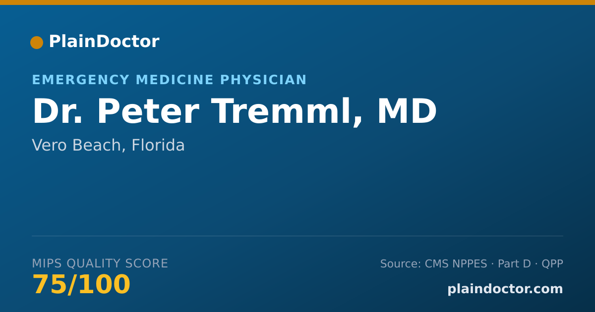 Shareable card for Peter Tremml, MD - Emergency Medicine Physician, Vero Beach, FL