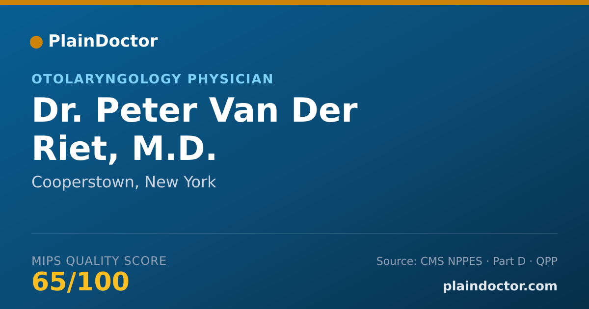 Shareable card for Peter Van Der Riet, M.D. - Otolaryngology Physician, Cooperstown, NY