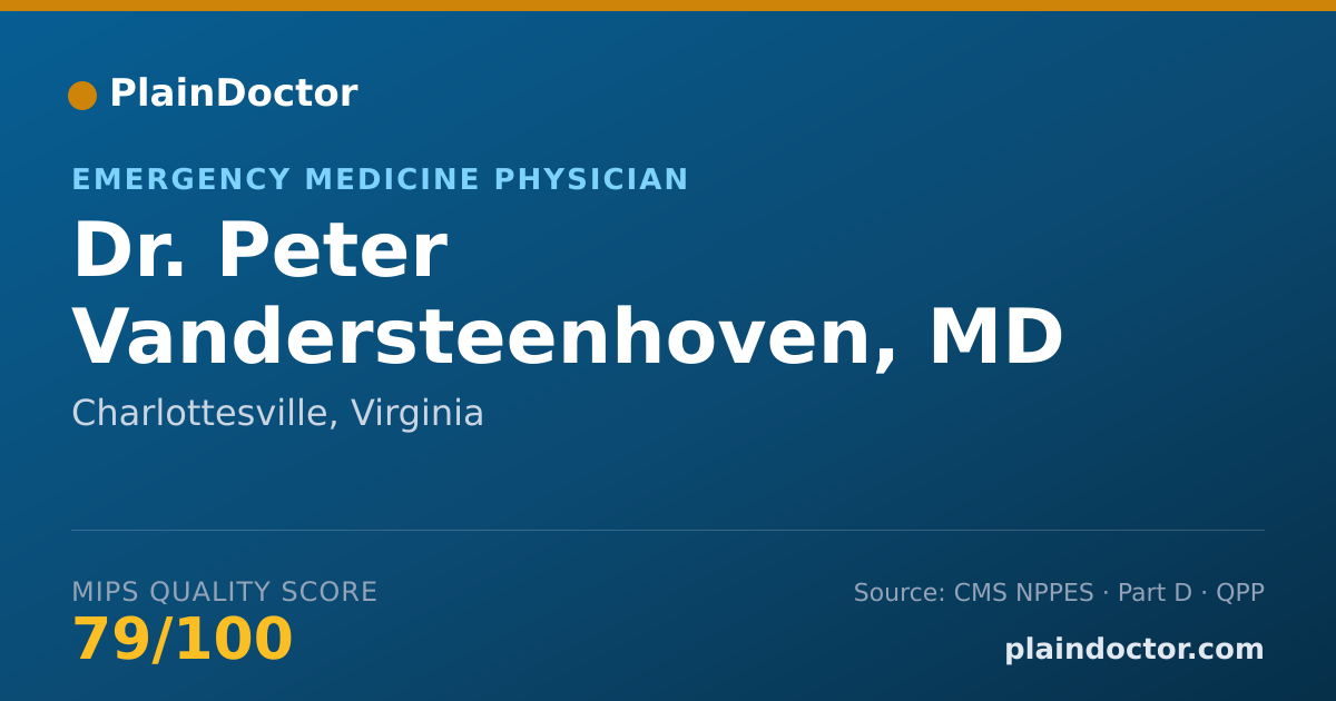 Shareable card for Peter Vandersteenhoven, MD - Emergency Medicine Physician, Charlottesville, VA