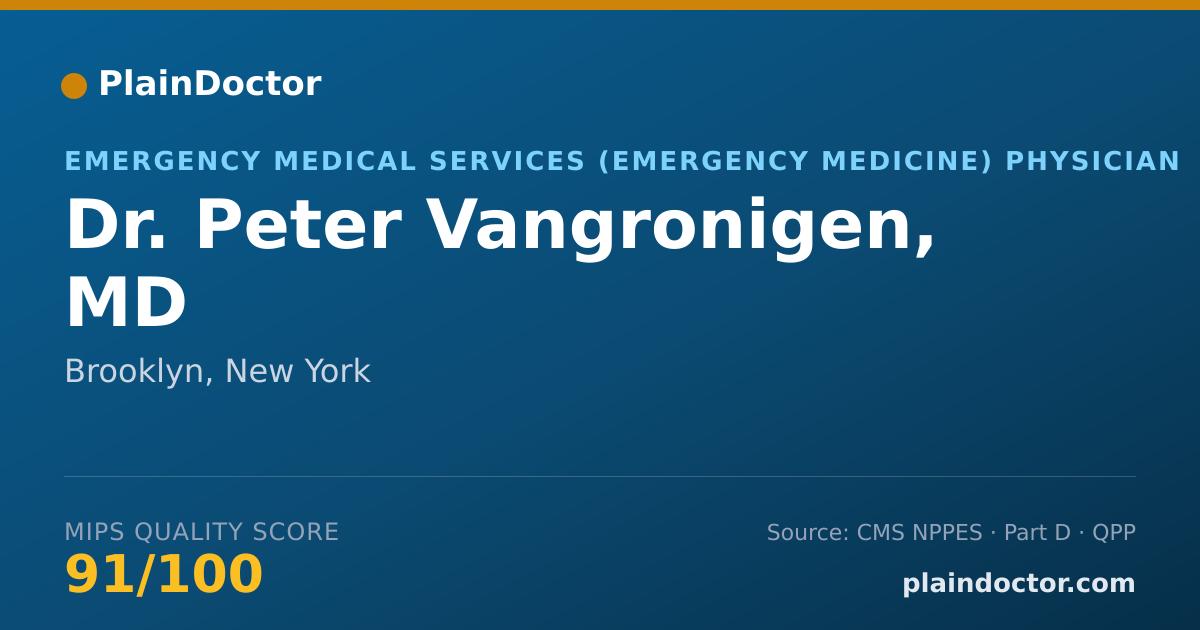 Shareable card for Peter Vangronigen, MD - Emergency Medical Services (Emergency Medicine) Physician, Brooklyn, NY