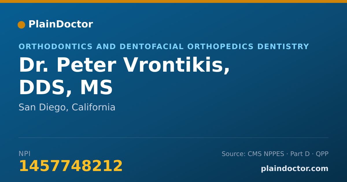Shareable card for Peter Vrontikis, DDS, MS - Orthodontics and Dentofacial Orthopedics Dentistry, San Diego, CA
