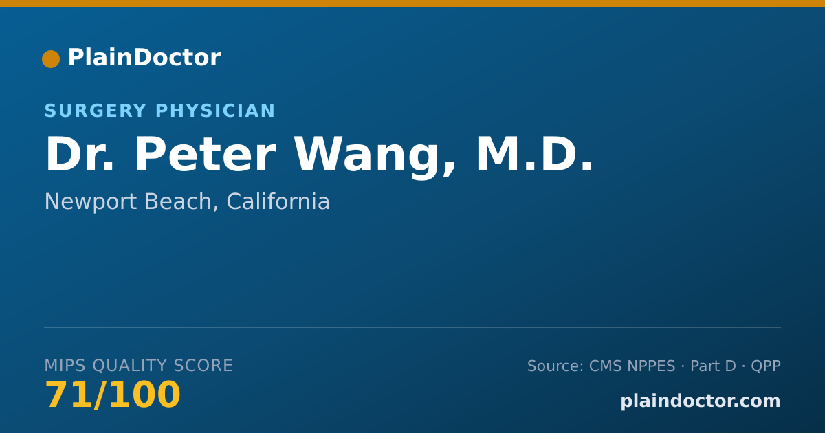 Shareable card for Peter Wang, M.D. - Surgery Physician, Newport Beach, CA