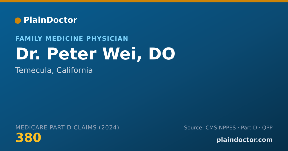 Shareable card for Peter Wei, DO - Family Medicine Physician, Temecula, CA