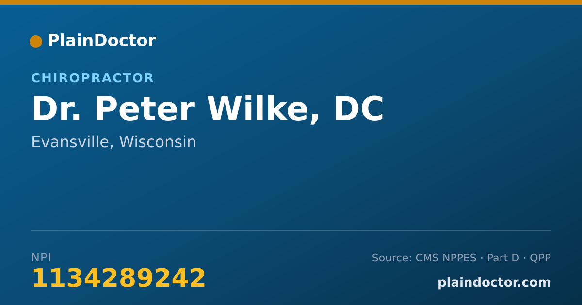 Shareable card for Peter Wilke, DC - Chiropractor, Evansville, WI