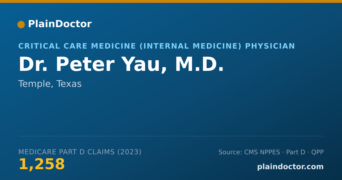 Shareable card for Peter Yau, M.D. - Critical Care Medicine (Internal Medicine) Physician, Temple, TX