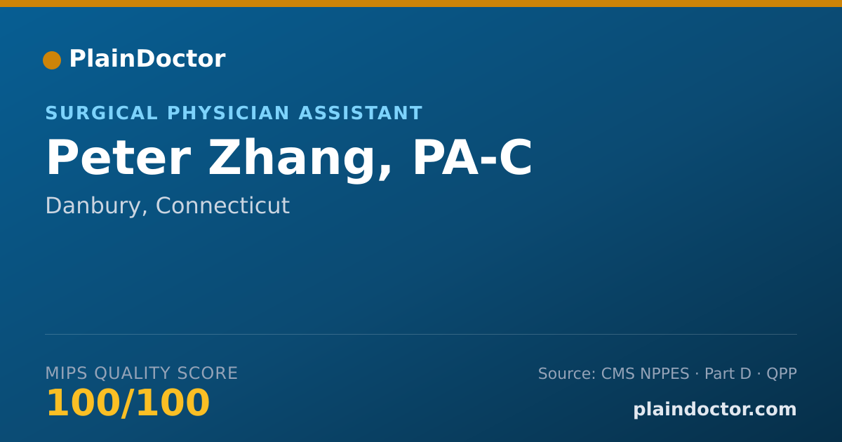 Shareable card for Peter Zhang, PA-C - Physician Assistant, Danbury, CT