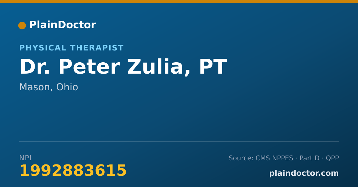Shareable card for Peter Zulia, PT - Physical Therapist, Mason, OH
