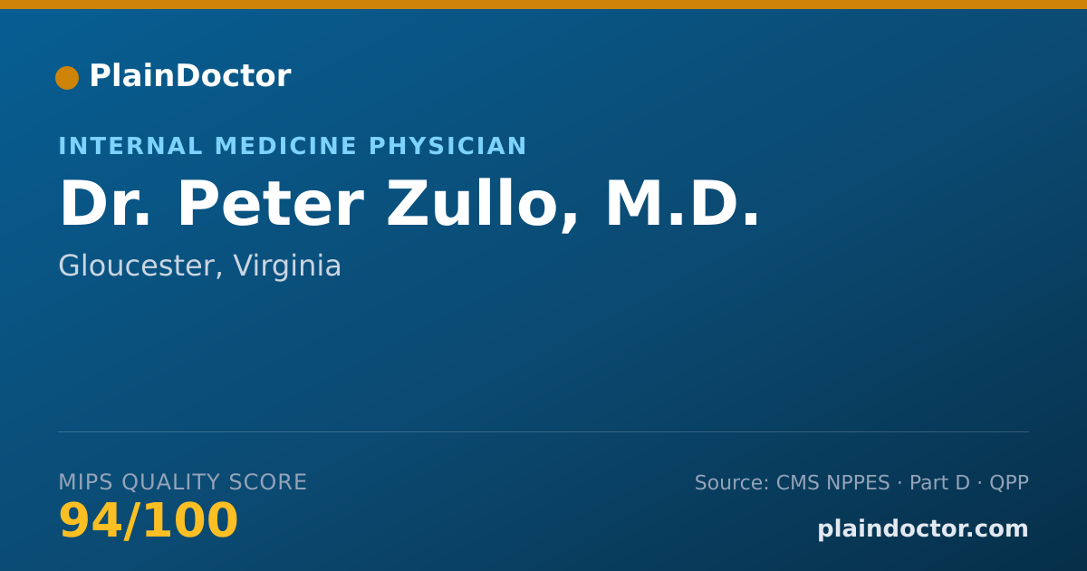 Shareable card for Peter Zullo, M.D. - Internal Medicine Physician, Gloucester, VA