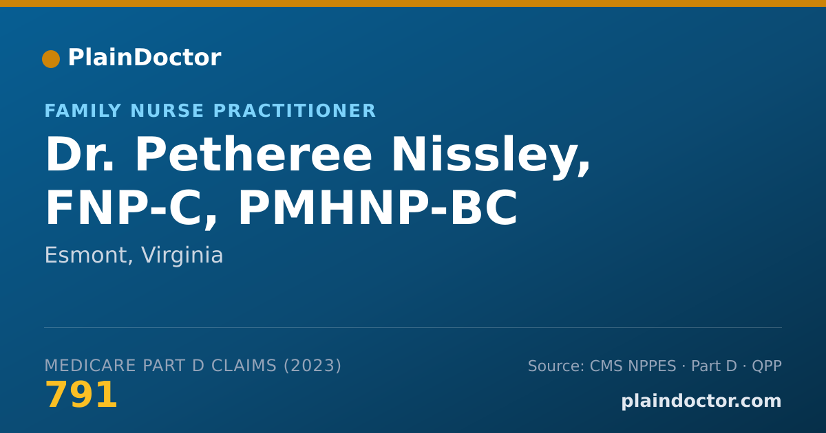 Shareable card for Petheree Nissley, FNP-C, PMHNP-BC - Family Nurse Practitioner, Esmont, VA