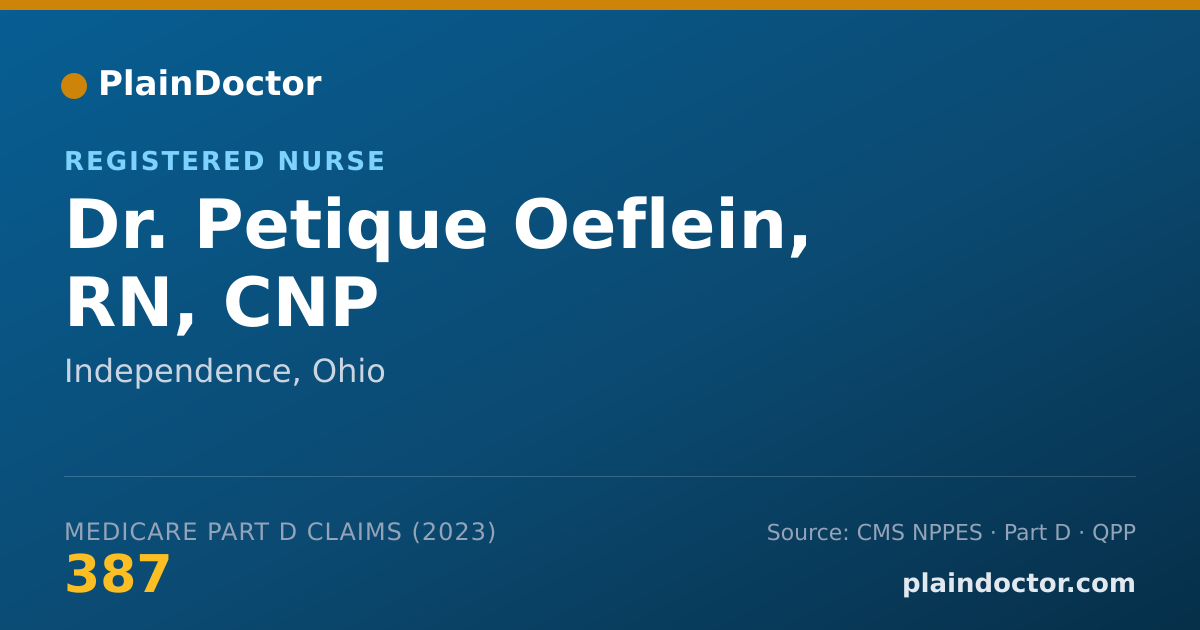 Shareable card for Petique Oeflein, RN, CNP - Registered Nurse, Independence, OH