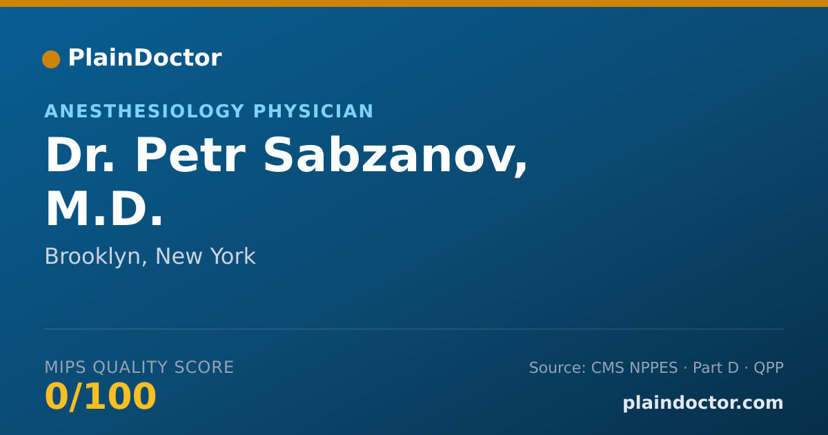 Shareable card for Petr Sabzanov, M.D. - Anesthesiology Physician, Brooklyn, NY