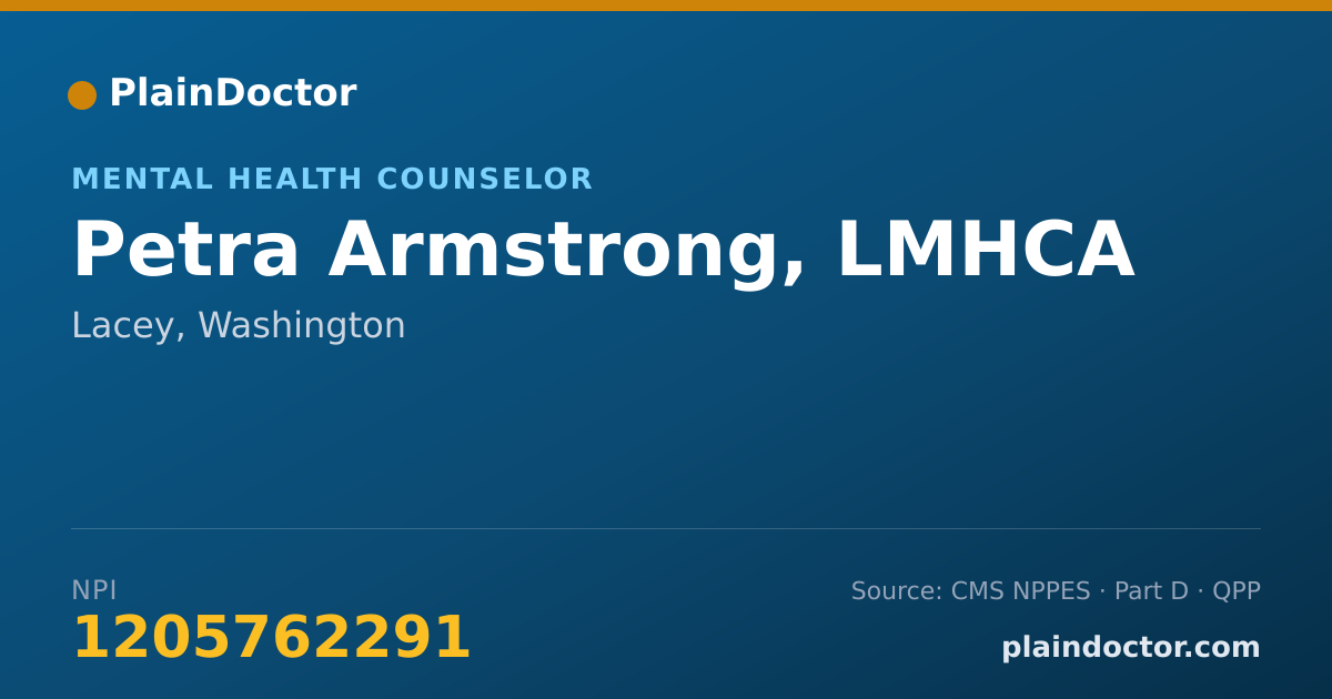 Shareable card for Petra Armstrong, LMHCA - Mental Health Counselor, Lacey, WA