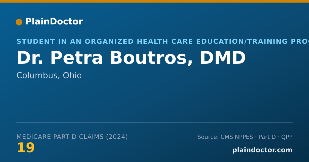 Shareable card for Petra Boutros, DMD - Student in an Organized Health Care Education/Training Program, Columbus, OH
