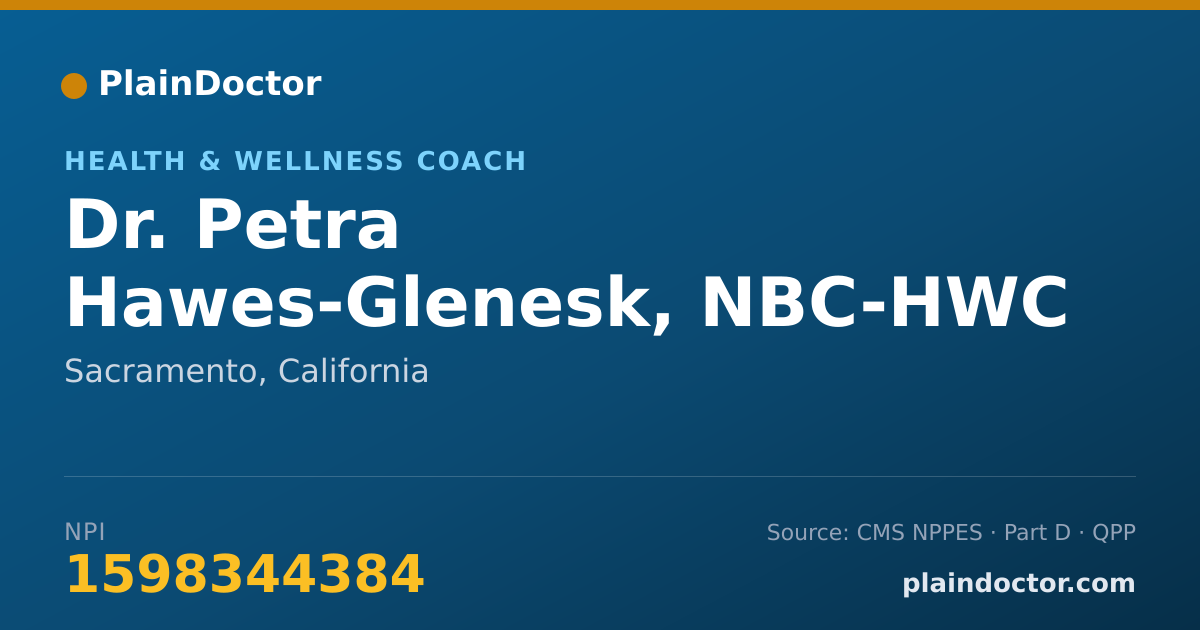 Shareable card for Petra Hawes-Glenesk, NBC-HWC - Health & Wellness Coach, Sacramento, CA