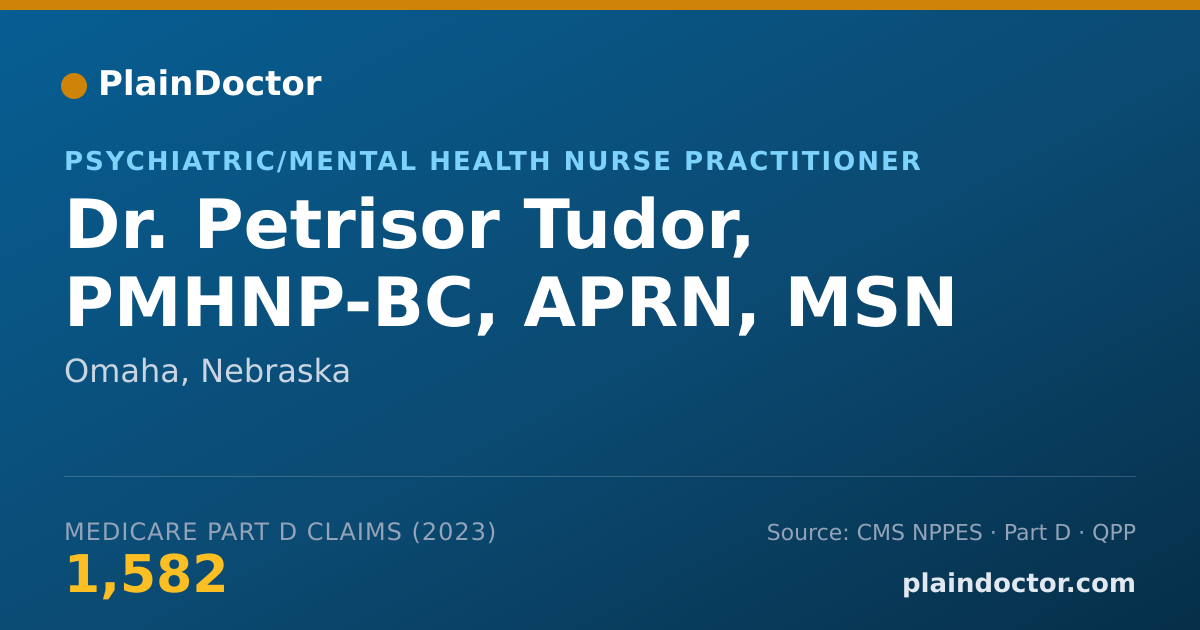 Shareable card for Petrisor Tudor, PMHNP-BC, APRN, MSN - Psychiatric/Mental Health Nurse Practitioner, Omaha, NE