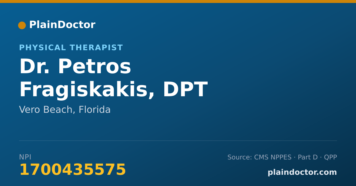 Shareable card for Petros Fragiskakis, DPT - Physical Therapist, Vero Beach, FL