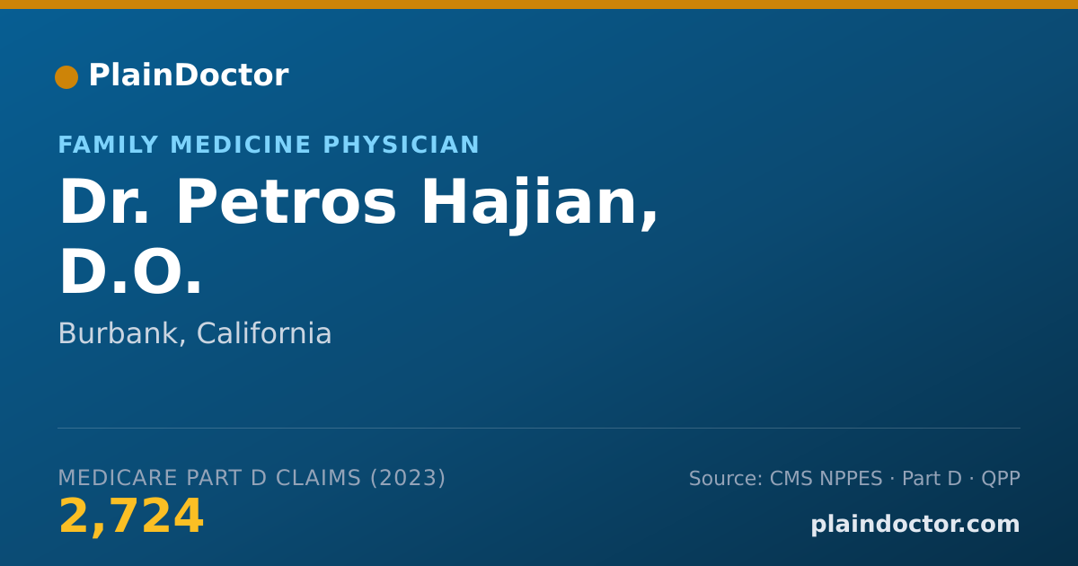 Shareable card for Petros Hajian, D.O. - Family Medicine Physician, Burbank, CA