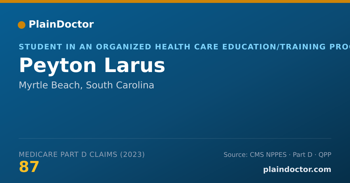 Shareable card for Peyton Larus - Student in an Organized Health Care Education/Training Program, Myrtle Beach, SC
