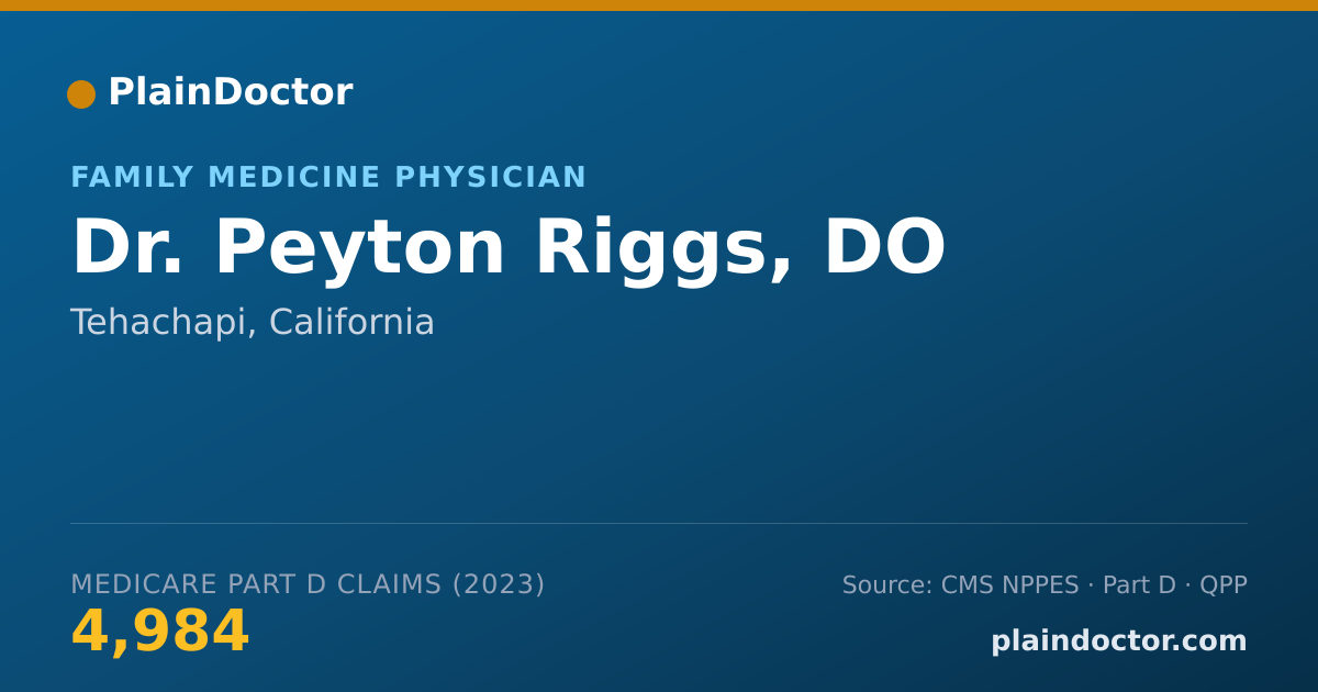 Shareable card for Peyton Riggs, DO - Family Medicine Physician, Tehachapi, CA