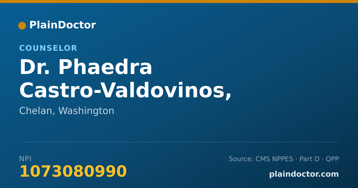 Shareable card for Phaedra Castro-Valdovinos, LMHCA - Counselor, Chelan, WA