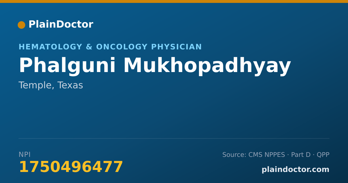 Shareable card for Phalguni Mukhopadhyay - Hematology & Oncology Physician, Temple, TX