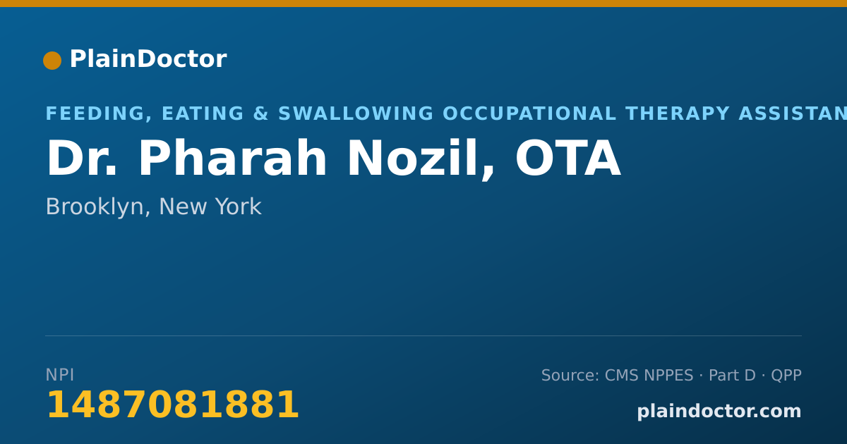 Shareable card for Pharah Nozil, OTA - Feeding, Eating & Swallowing Occupational Therapy Assistant, Brooklyn, NY
