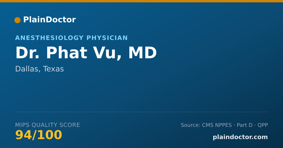 Shareable card for Phat Vu, MD - Anesthesiology Physician, Dallas, TX