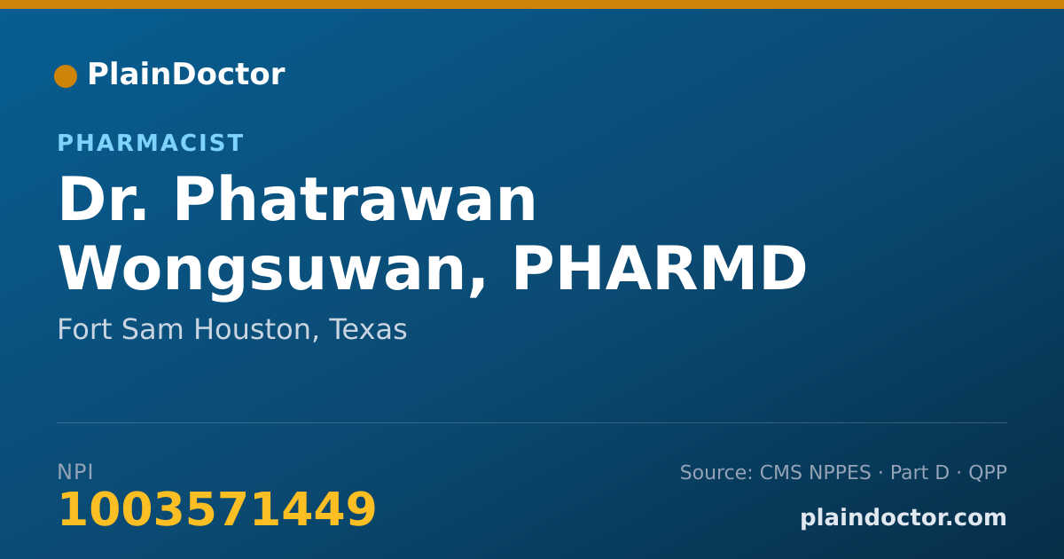 Shareable card for Phatrawan Wongsuwan, PHARMD - Pharmacist, Fort Sam Houston, TX