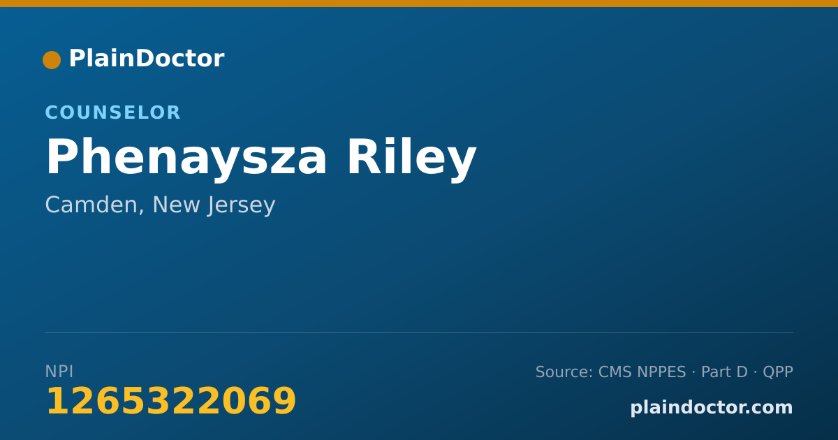 Shareable card for Phenaysza Riley - Counselor, Camden, NJ