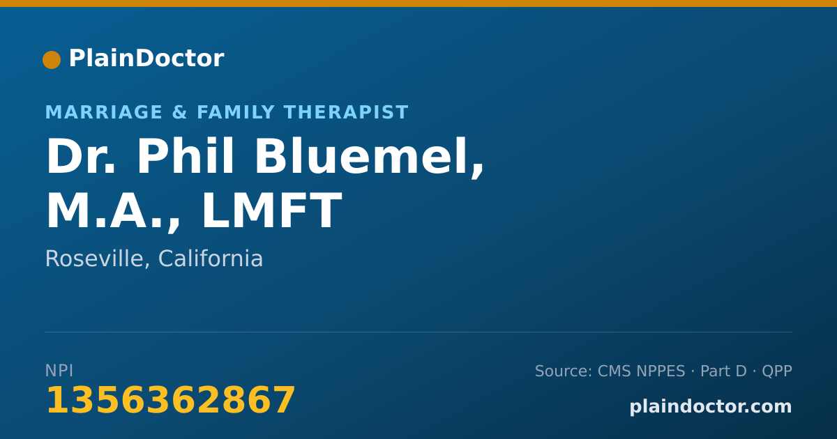 Shareable card for Phil Bluemel, M.A., LMFT - Marriage & Family Therapist, Roseville, CA