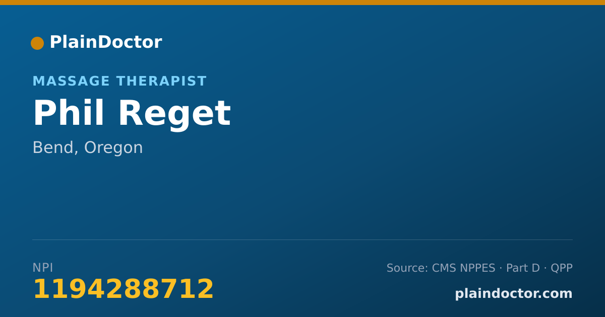 Shareable card for Phil Reget - Massage Therapist, Bend, OR