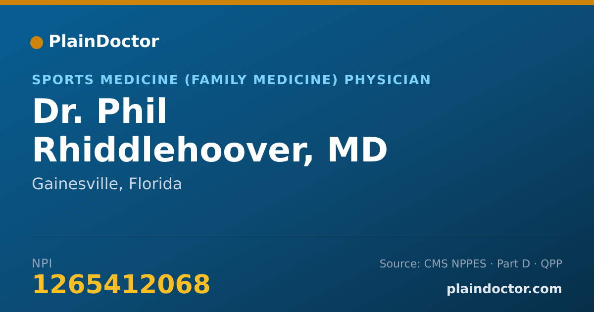 Shareable card for Phil Rhiddlehoover, MD - Sports Medicine (Family Medicine) Physician, Gainesville, FL