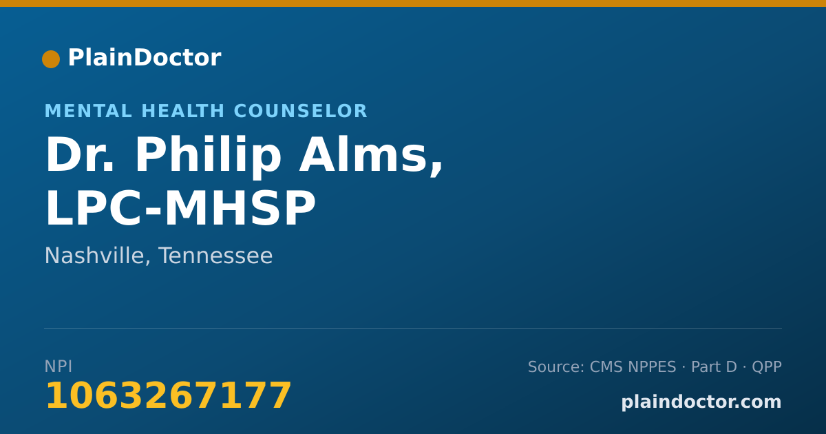 Shareable card for Philip Alms, LPC-MHSP - Mental Health Counselor, Nashville, TN
