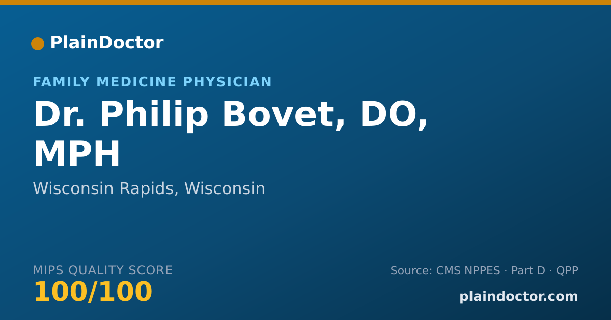 Shareable card for Philip Bovet, DO, MPH - Family Medicine Physician, Wisconsin Rapids, WI