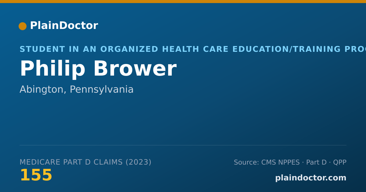 Shareable card for Philip Brower - Student in an Organized Health Care Education/Training Program, Abington, PA