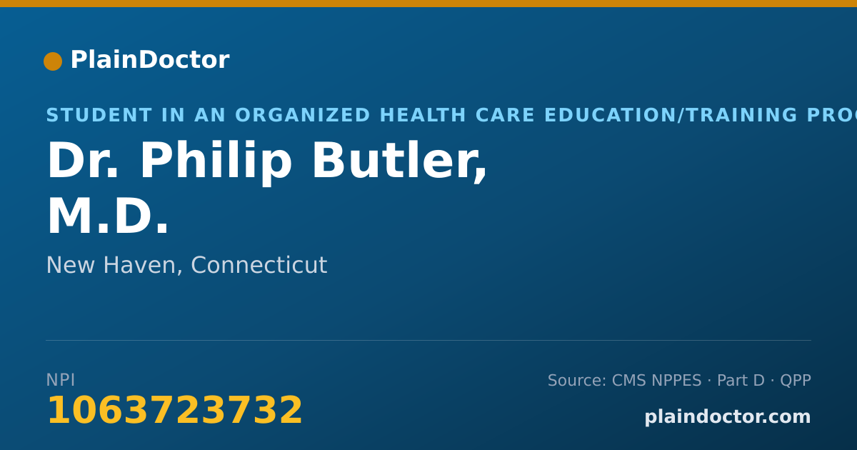 Shareable card for Philip Butler, M.D. - Student in an Organized Health Care Education/Training Program, New Haven, CT