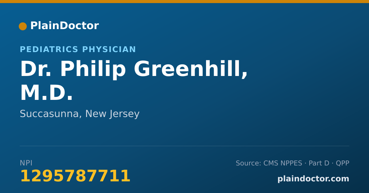 Shareable card for Philip Greenhill, M.D. - Pediatrics Physician, Succasunna, NJ