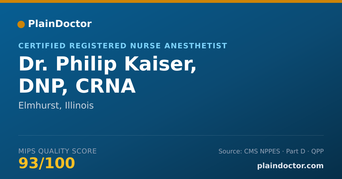 Shareable card for Philip Kaiser, DNP, CRNA - Certified Registered Nurse Anesthetist, Elmhurst, IL