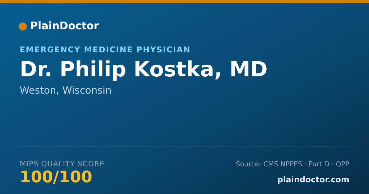 Shareable card for Philip Kostka, MD - Emergency Medicine Physician, Weston, WI
