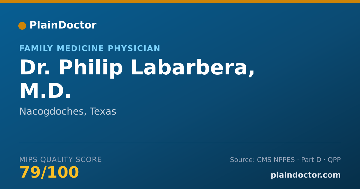 Shareable card for Philip Labarbera, M.D. - Family Medicine Physician, Nacogdoches, TX