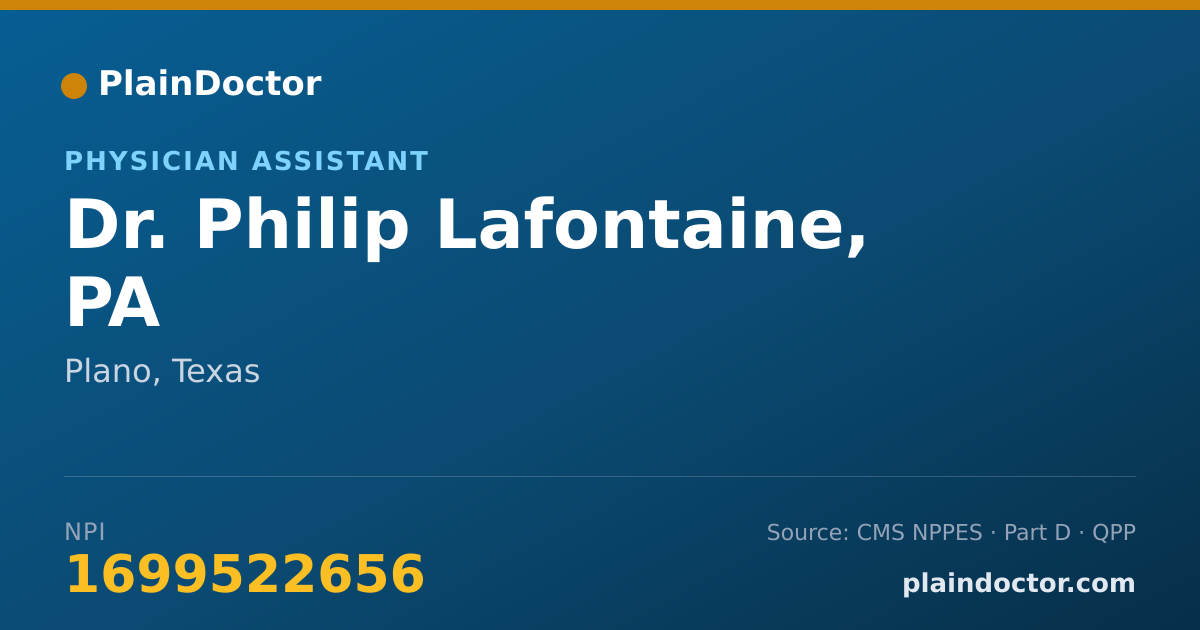 Shareable card for Philip Lafontaine, PA - Physician Assistant, Plano, TX