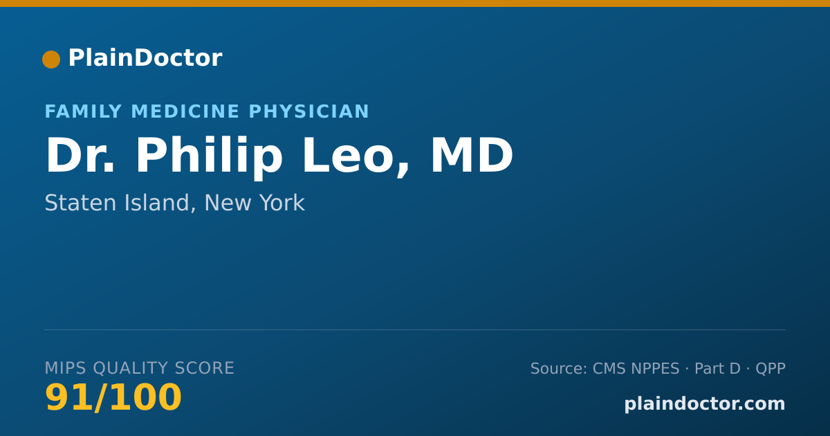 Shareable card for Philip Leo, MD - Family Medicine Physician, Staten Island, NY