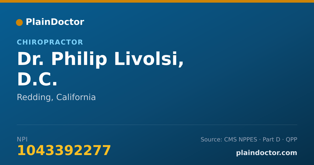 Shareable card for Philip Livolsi, D.C. - Chiropractor, Redding, CA
