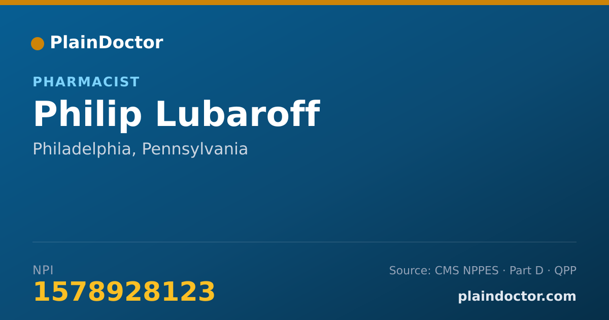 Shareable card for Philip Lubaroff - Pharmacist, Philadelphia, PA